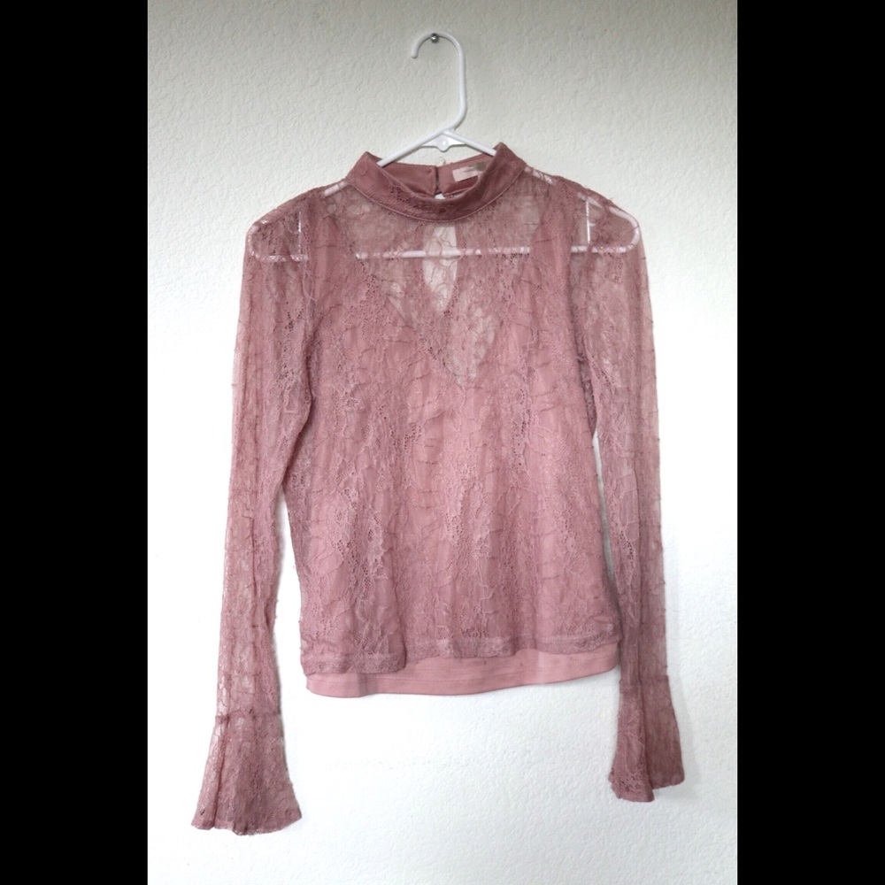 Forever 21 Floral Embroidery Bell Sleeves Top